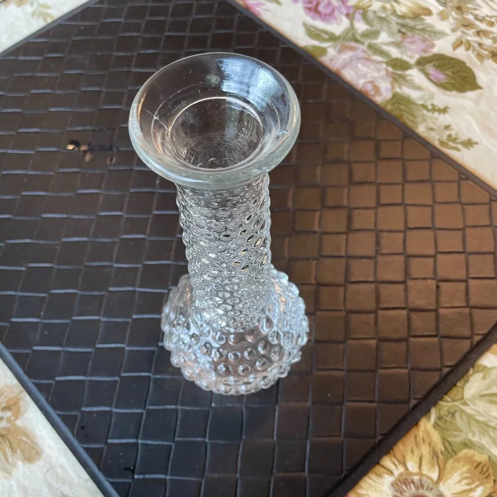Vintage E. O. Brody Hobnail Clear Glass Bud Vase 7 1/2